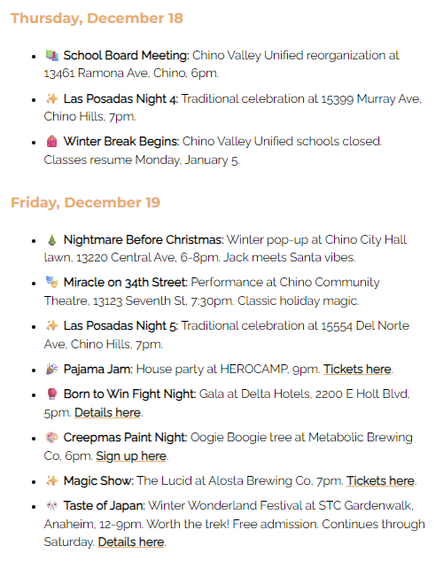 Event Section Example